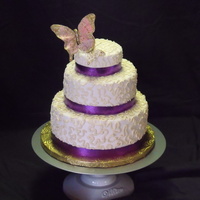 Butterfly Swiggle And Swirls Small 3 tier cake for a vendor event.