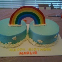 Rainbow Birthday Cake One yellow cake with chocolate filling. One chocolate cake with buttercream filling. Covered in fondant with a gum paste bow. Perfect for...