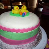 Easter Chick Cake Easter lemonaide cake with lemonaide butter cream frosting. The chicks are made of fondant.