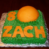 Kickball Cake In Grass I used a 10 square cake with half of the ball cake.