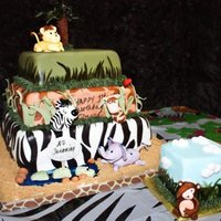 Jungle Baby Cakes Made this for a 1 year old, Choc Cake w/Oreo Filling & White Chocolate Buttercream.12" 10" 8" & 4" Smash for...