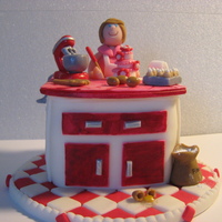 Baker's Birthday Cake Made this cake for a lady baker. Kitchen Island is lemon pound cake with cream cheese icing..covered with fondant. All details are made of...