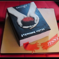 Twilight Book Cake My first book cake....and I didnt have picture of the finished product. Cant find a smaller sized tip for piping the author's name and...