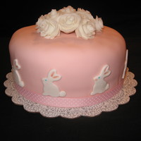 Bunny And Roses Fondant Cake Fondant bunnies and roses