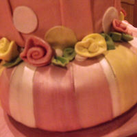 Pink And Yellow Stripes & Dots Cake W/ Fantasy Flowers I made this cake for my daughter's valentines day class party on feb 12 2010 I made fantasy flowers similar to the ones in Colette...