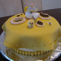 Princess Belle Tea Party! Tea party theme....My daughter specifically wanted Mrs Pots & Chip on her cake.