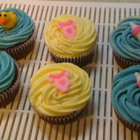 Baby Shower Cuppies! Yummy choc fudge cupcakes, with buttercream icing & hand moulded fondant toppers:)