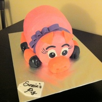 Oink Oink A pig birthday cake for a friend. It is yellow cake, with rich egg yolk buttercream filling, amaretto syrup, and frosted with vanilla...