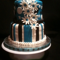 Daisies, Dots And Stripes This cake was for my sister's birthday, when we got to her house I attached a letter "L" on top of the cake made of black...