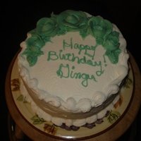 Birthday Cake strawberry cake with strawberry gel in the center and buttercream iciing