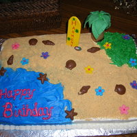 A Day At The Beach I am an orage flavored cake with buttercream icing. Details are homemade fondant and chocolate.