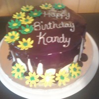 All My Favorite Things Red velvet cake as requested by the birthday girl...filled with cream cheese and frosted with B/C then topped with ganache...daisies are...