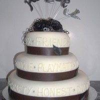 My First Tiered Cake if it was not for this forum i would never have managed this. Took forever, but was soooo much fun. All the dark brown is modeling...