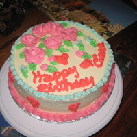Birthday Cake For My Daughter's Birthday I made roses on the top and used a star tip for writing and hearts on the sides.