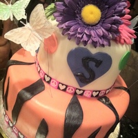 18Th Birthday Cake Made for my cousin's 18th birthday. Some of her favorite things & colors. Bottom is Chocolate with choc mousse filling & choc...