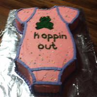 Pink Oneies baby shower cake pink buttercream with confetti sprinkles