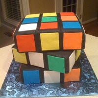 Rubik's Cube Cake 9 x 9 layers stacked. All fondant decorations. Inspiration from several other cakecental.com cakes