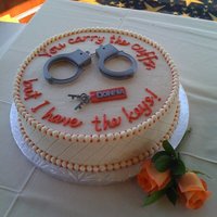 Groom's Cake For A Police Officer Italia cream with cream cheese frosting. The bride found a cake online with a variation of this saying, Handcuffs and keys were store...