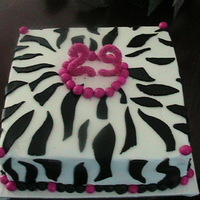 Zebra Print Cake I made this cake for a friends sister..Its buttercream with MMF decorations...I always have a hard time getting my square corners...
