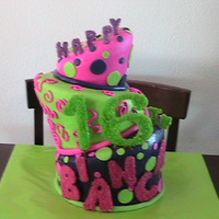 Topsy Turvy Sweet 16 This is my First topsy turvy and first fondant covered cake....It was a challenge and learning experience in every way...
