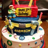 Handy Manny Handy Manny and tools are hand molded from gum paste. Tool box is rice krispies covered with fondant.