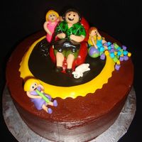 Knitting Class Cake Cake for FIL. He and MIL are raising a 5yo and 3yo. He says "I'd love to stay for playgroup, but I have this knitting class"...