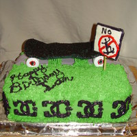 Skate Board I did this cake in one day execpt the skate board i did a few days in advance. I might have made it too thick but it didnt have enough time...