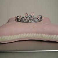 Princess Pillow my first attempt at a pillow cake, it was red velvet cake and I attempted the cream cheese based fondant recipe which had a lot of cracking...