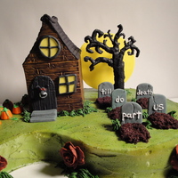 Halloween this was a anniversary cake for a couple who got married on Halloween, which is why I wrote till death do us part on the grave stones. the...