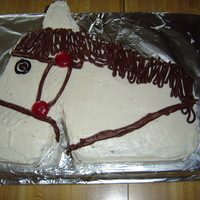 Horse made with butter cream frosting and life savors candy and string licorice