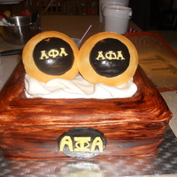 Cufflinks The order was for a fraternity logo and the fraternity cufflinks. Redvelvet with cream cheese filling.