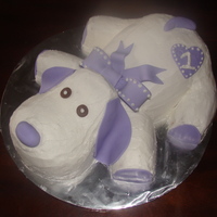 Anna Claire's Puppy vanilla cake with buttercream made to look like Anna Claire's favorite stuffed animal for her 1st birthday.
