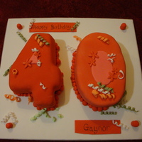 40Th Birthday First attempt at carving and covering numerical cakes.