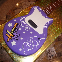 Hannah Montana Guitar Buttercream and fondant, I made the guitar from cake and the handle from rice krispie treat.