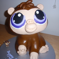 My Littlest Pet Shop THe body is made of cake the head is rice krispy.