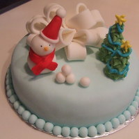 Snowman Cake! This is my first fondant cake.