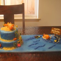 Finding Nemo Cake This was a cake for a friends son. The premis of the cake is that Nemo is sitting in the fish take while his dad and Dory are on their...