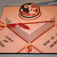 Florida State 10x10 yellow cake covered with fondant.