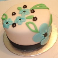 Blue Flower Birthday Cake needed something quick so I used leftover fondant I had laying around. Turned out pretty good!