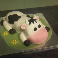 Cow Cake I did this for a friend who loves cows for her birthday. Shaped sponge, butter-iced and covered in fondant icing. I put some edible '...