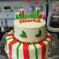 Realty World Christmas Cake This is my first 2 tier cake. I made it for my mom's office Christmas Party for tomorrow. I think for my first 2 tier it turned out...