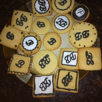 Monogrammed Cookies Monogrammed lemon vanilla cookie samples for 60th birthday party. Chose one round and one square cookie to package in cellophane with thin...
