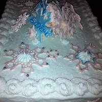 Snow Flake Cake Sheet Cake 12" X 18" employees January birthdays.