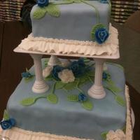 Blue "wedding" Cake Final cake for Course 3 Wilton class...I wanted to do something a little different from the book so I went with a square cake and added...