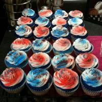 Red White And Blue Cupcakes The title says it all! The cupcakes are Red White and Blue in honor of Memorial day weekend coming up. I put a little red cake batter in...
