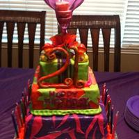 21St Bday my niece was turning 21, she didn't care what the cake looked like as long as it was purple, orange, pink and green. she wasn't...