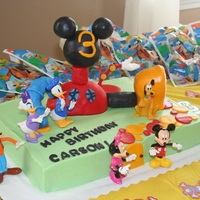 Mickey Mouse Clubhouse Cake I did this cake for my son's third birthday. The cake is covered in buttercream and the clubhouse is rice krispie treats covered in...