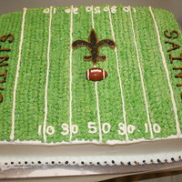 Saints Birthday Cake I did this cake for my nephew who was having a Saints theme birthday party. It is 11 x15 devil's food with chocolate barvarian cream...
