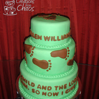 Green Footprints Cake My first three-tier stacked cake. Design was completely dictated by client for her son's second birthday, as was the color choice....