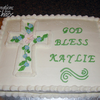 Confirmation Cake Half sheet cake with buttercream. Flowers are royal icing.